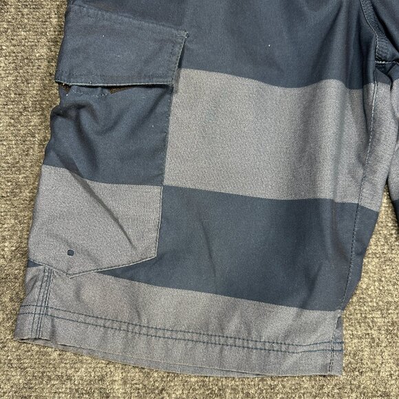 Volcom H2O Cargo Shorts Mens 34 Blue Stripe Zip Fly Pockets - Picture 3 of 9